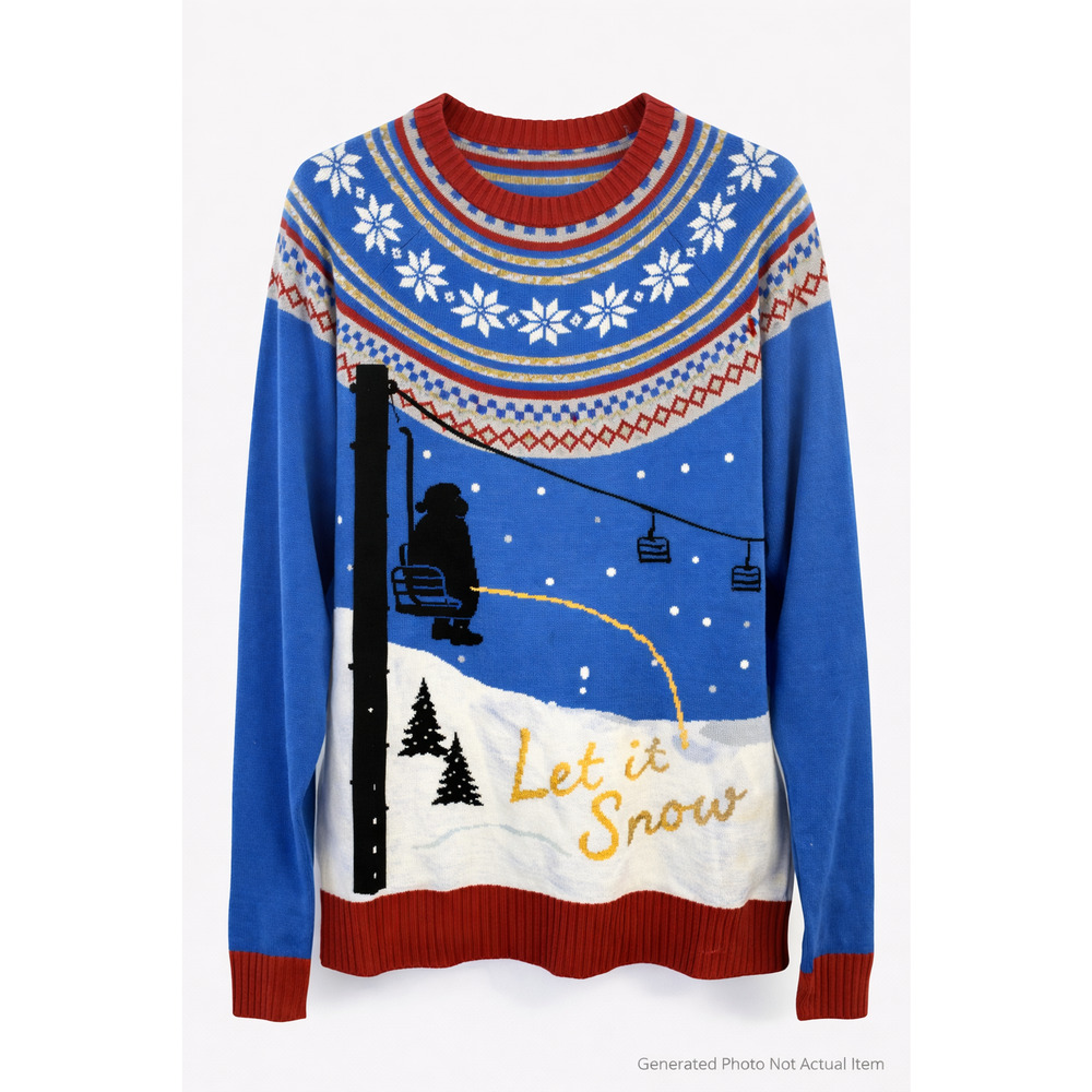 Spencer's Workshop Christmas Sweater XL Ski Lift Santa Funny Holiday Party
